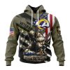 Los Angeles Rams Custom Name Number Veterans Kneeling Soldier Pullover Hoodie