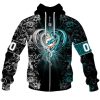 Miami Dolphins Custom Name Number Rose Dragon Zip Up Hoodie