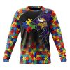 Minnesota Vikings Custom Name Number Autism Awareness Design Sweatshirt