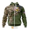 Minnesota Vikings Custom Name Number Green Camo US Military Zip Up Hoodie