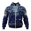 Minnesota Vikings Custom Name Number Honor US Navy Veterans Zip Up Hoodie