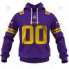 Minnesota Vikings Custom Name Number Purple Alternate Jersey Pullover Hoodie