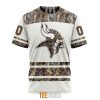 Minnesota Vikings Custom Name Number White Camo Hunting T-Shirt