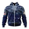 New England Patriots Custom Name Number Honor US Navy Veterans Zip Up Hoodie