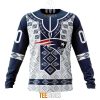 New England Patriots Custom Name Number Native Pattern Sweatshirt