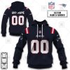 New England Patriots Custom Name Number Navy Home Jersey Pullover Hoodie