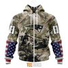 New England Patriots Custom Name Number Veteran Salute To Service Zip Up Hoodie