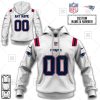 New England Patriots Custom Name Number White Road Jersey Pullover Hoodie