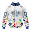 New Orleans Saints Custom Name Number Autism Awareness Hands Zip Up Hoodie