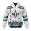New Orleans Saints Custom Name Number Autism Awareness Pullover Hoodie