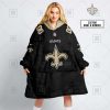 New Orleans Saints Custom Name Number Black Home Jersey Fleece Oodie