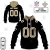 New Orleans Saints Custom Name Number Black Home Jersey Pullover Hoodie