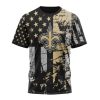 New Orleans Saints Custom Name Number Classic Grunge American Flag T-Shirt