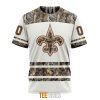 New Orleans Saints Custom Name Number White Camo Hunting T-Shirt