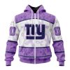 New York Giants Custom Name Number Fight Cancer Zip Up Hoodie