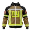 New York Giants Custom Name Number Firefighter Uniform Zip Up Hoodie
