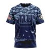 New York Giants Custom Name Number Honor US Navy Veterans T-Shirt
