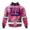 New York Giants Custom Name Number Pink Breast Cancer Pullover Hoodie