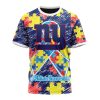 New York Giants Custom Name Number Puzzle Autism Awareness T-Shirt