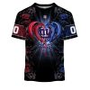 New York Giants Custom Name Number Rose Dragon T-Shirt