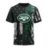 New York Jets Custom Name Number Classic Grunge American Flag T-Shirt