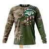 New York Jets Custom Name Number Green Camo US Military Sweatshirt