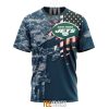 New York Jets Custom Name Number Navy Skull Camo Veteran T-Shirt