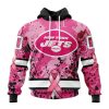 New York Jets Custom Name Number Pink Breast Cancer Pullover Hoodie