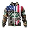 New York Jets Custom Name Number USA Flag Camo Realtree Zip Up Hoodie