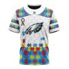 Philadelphia Eagles Custom Name Number Autism Awareness T-Shirt