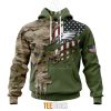 Philadelphia Eagles Custom Name Number Green Camo US Military Pullover Hoodie