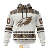 Philadelphia Eagles Custom Name Number White Camo Hunting Pullover Hoodie