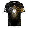 Pittsburgh Steelers Custom Name Number Rose Dragon T-Shirt