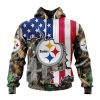 Pittsburgh Steelers Custom Name Number USA Flag Camo Realtree Pullover Hoodie
