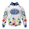 San Francisco 49ers Custom Name Number Autism Awareness Hands Pullover Hoodie