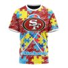 San Francisco 49ers Custom Name Number Puzzle Autism Awareness T-Shirt