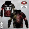 San Francisco 49ers Custom Name Number Rose Dragon Pullover Hoodie