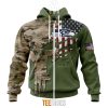 Seattle Seahawks Custom Name Number Green Camo US Military Zip Up Hoodie