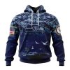 Seattle Seahawks Custom Name Number Honor US Navy Veterans Pullover Hoodie