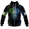 Seattle Seahawks Custom Name Number Rose Dragon Zip Up Hoodie