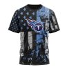 Tennessee Titans Custom Name Number Classic Grunge American Flag T-Shirt