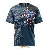 Tennessee Titans Custom Name Number Navy Skull Camo Veteran T-Shirt