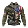 Tennessee Titans Custom Name Number Veterans Kneeling Soldier Zip Up Hoodie