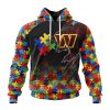 Washington Commanders Custom Name Number Autism Awareness Design Pullover Hoodie