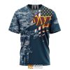 Washington Commanders Custom Name Number Navy Skull Camo Veteran T-Shirt