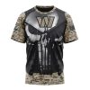 Washington Commanders Custom Name Number Skull Camo Veteran Kits T-Shirt