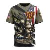 Washington Commanders Custom Name Number Veterans Kneeling Soldier T-Shirt