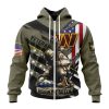 Washington Commanders Custom Name Number Veterans Kneeling Soldier Zip Up Hoodie