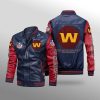 Washington Commanders Navy Red Leather Bomber Jacket