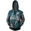 Philadelphia Eagles Green Black Zip Up Hoodie